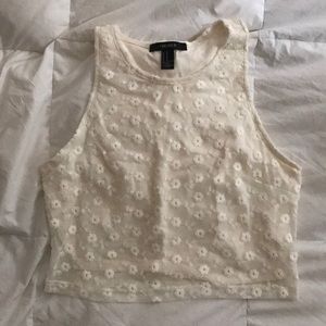 Forever 21 Flower Embroidered Crop Top